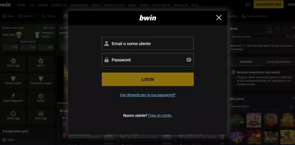 Accedi al tuo conto Bwin